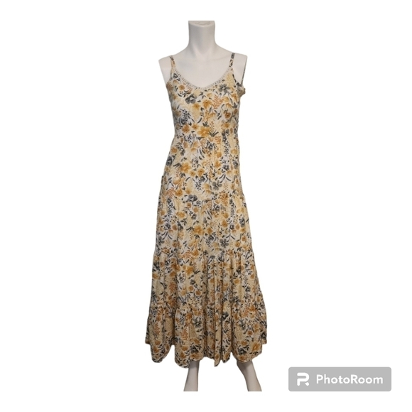 Joie Dresses & Skirts - Joie Boho Spaghetti Strap Gold Floral Maxi Dress Size 2
